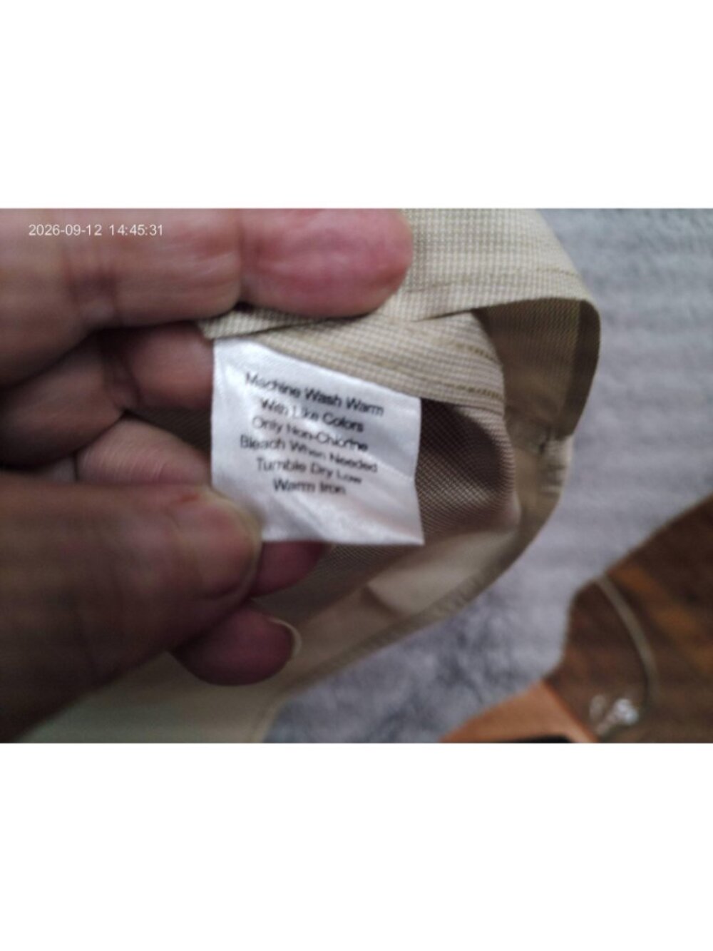 Joseph & Feiss Dress Shirt Mens 20 34/35 Beige Non Iron Cotton Long Sleeve MED. - Picture 7 of 11